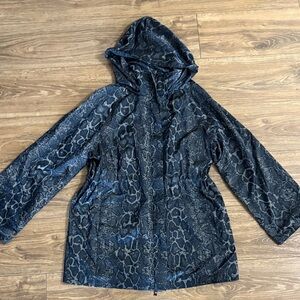 Anatomie Navy Snake-Print Hooded Utility Jacket
